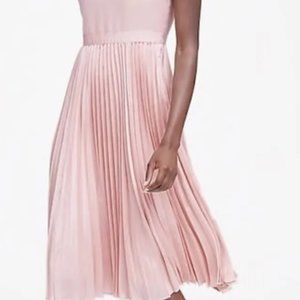 Banana Republic Pink Satin Pleated Holiday Dress